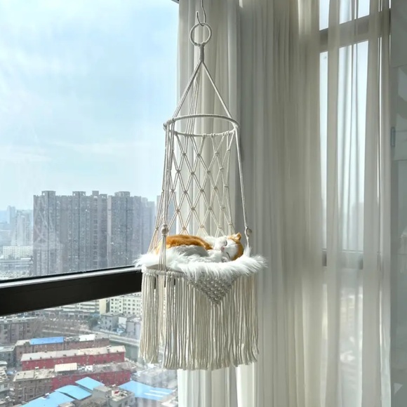 🎉Host Pick X 2 🎉 NEW! Handmade Macramé Ceiling Mounted Cat Bed for Cats! - Picture 4 of 6
